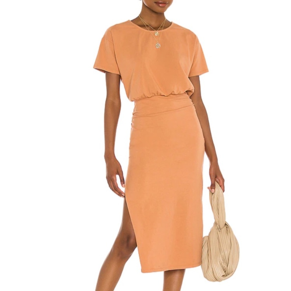 Shirred waist midi dress
